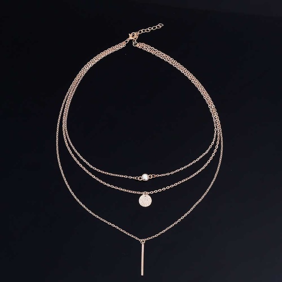 4/$30 Layered Crystal, Coin, & Bar Necklace - Picture 4 of 7